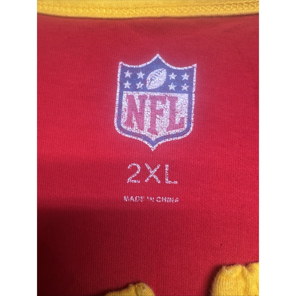 Kansas City Chiefs NFL Henley Shirt 2XL Red Yellow Embroidered Short Sleeve Logo - Picture 3 of 11